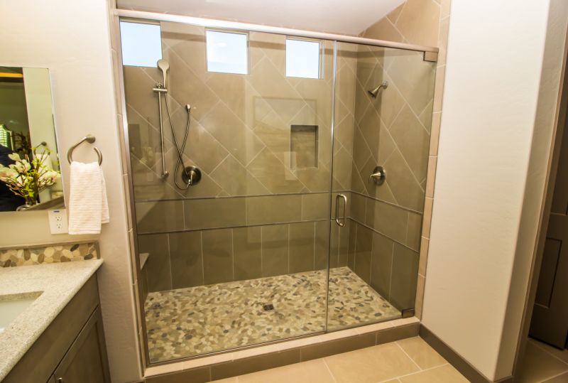 Corner Shower with Built-in Bench